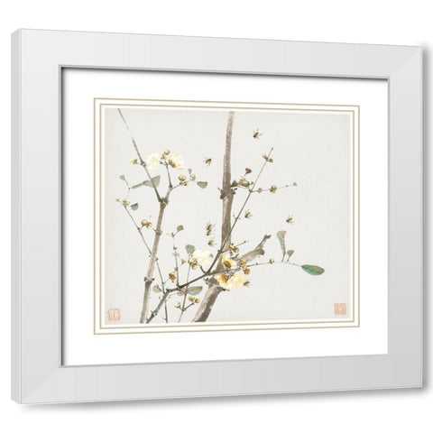 Insects and Flowers V White Modern Wood Framed Art Print with Double Matting by Lian, Ju