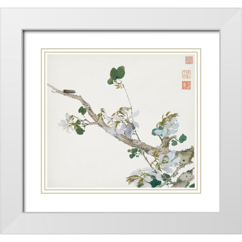 Insects and Flowers VI White Modern Wood Framed Art Print with Double Matting by Lian, Ju