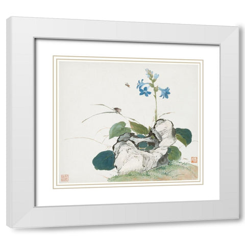 Insects and Flowers VII White Modern Wood Framed Art Print with Double Matting by Lian, Ju