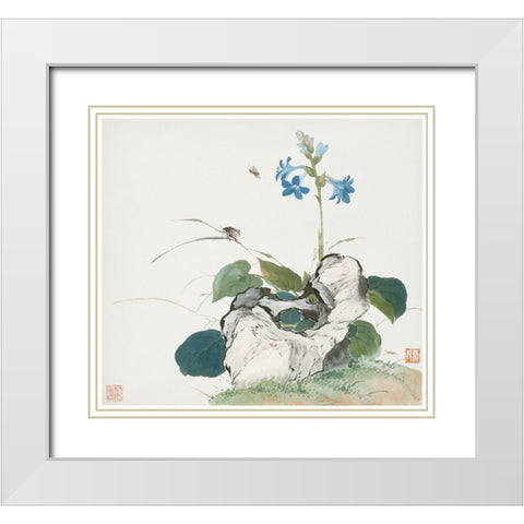 Insects and Flowers VII White Modern Wood Framed Art Print with Double Matting by Lian, Ju