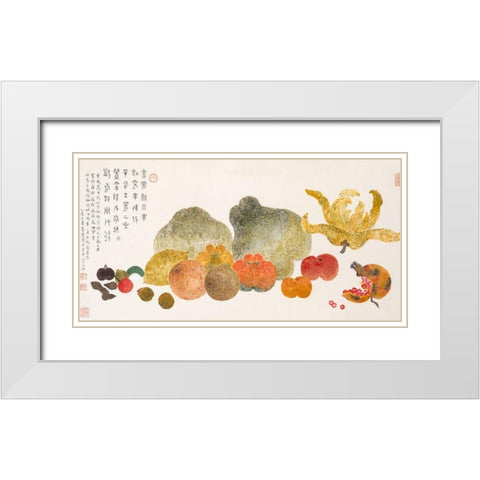 Fruit Still Life White Modern Wood Framed Art Print with Double Matting by Fuzhi, Ding