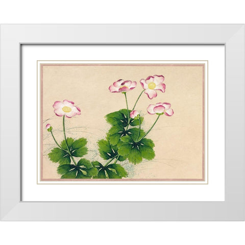 Mallow flowers White Modern Wood Framed Art Print with Double Matting by Ruoai, Zhang
