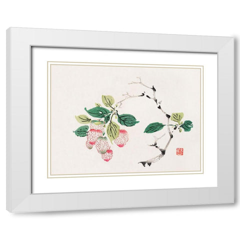 Page from Shi Zhu Zhai Red Fruit Bunch White Modern Wood Framed Art Print with Double Matting by Zhengyan, Hu