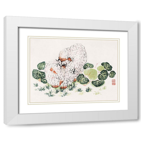 Page from Shi Zhu Zhai Green Leaves White Modern Wood Framed Art Print with Double Matting by Zhengyan, Hu