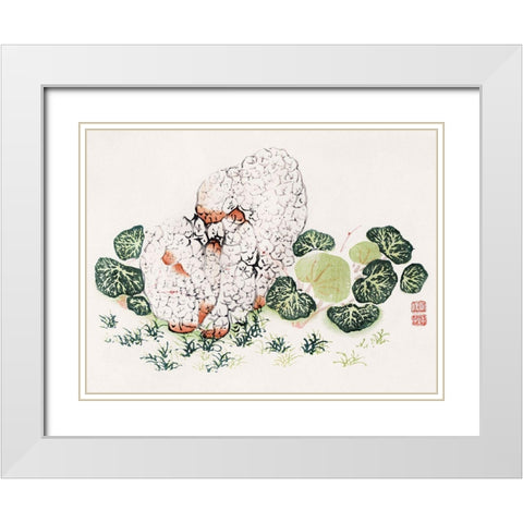 Page from Shi Zhu Zhai Green Leaves White Modern Wood Framed Art Print with Double Matting by Zhengyan, Hu
