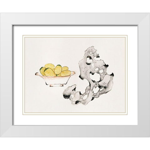 Page from Shi Zhu Zhai Fruit Bowl White Modern Wood Framed Art Print with Double Matting by Zhengyan, Hu
