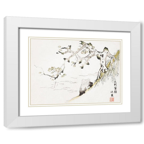 Page from Shi Zhu Zhai Tree in Landscape White Modern Wood Framed Art Print with Double Matting by Zhengyan, Hu