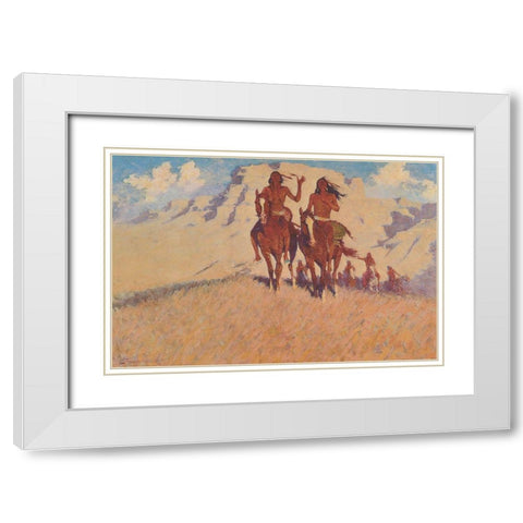 A Sign of Friendship White Modern Wood Framed Art Print with Double Matting by Remington, Frederic