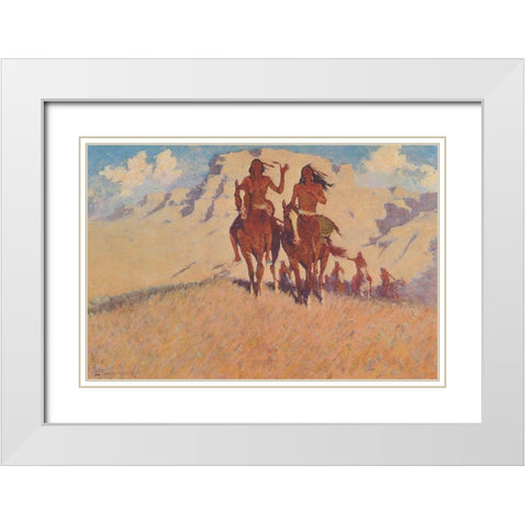 A Sign of Friendship White Modern Wood Framed Art Print with Double Matting by Remington, Frederic