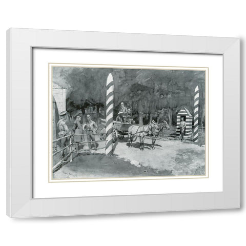 Frontier Guard and Custom House-Sketch White Modern Wood Framed Art Print with Double Matting by Remington, Frederic