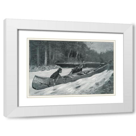 In a Stiff Current-Sketch White Modern Wood Framed Art Print with Double Matting by Remington, Frederic
