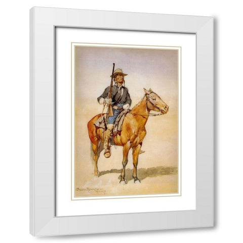 Indian Soldiers in the Crow Scout Corps White Modern Wood Framed Art Print with Double Matting by Remington, Frederic