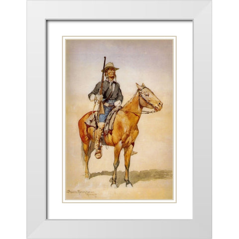 Indian Soldiers in the Crow Scout Corps White Modern Wood Framed Art Print with Double Matting by Remington, Frederic