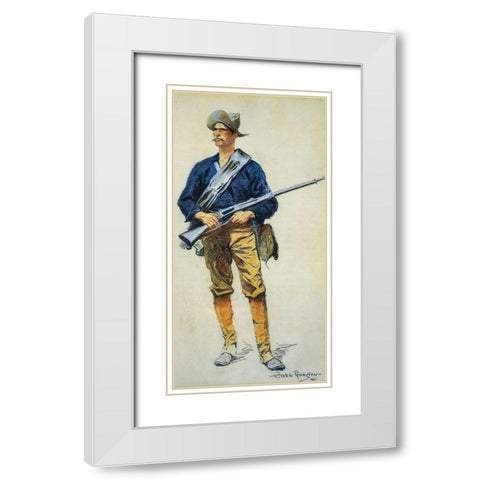Infantry Soldier White Modern Wood Framed Art Print with Double Matting by Remington, Frederic