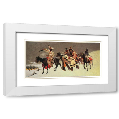 Return of the Blackfoot War Party White Modern Wood Framed Art Print with Double Matting by Remington, Frederic