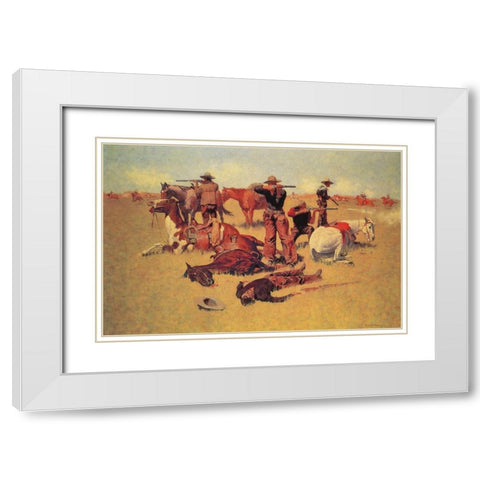 The Intruders White Modern Wood Framed Art Print with Double Matting by Remington, Frederic
