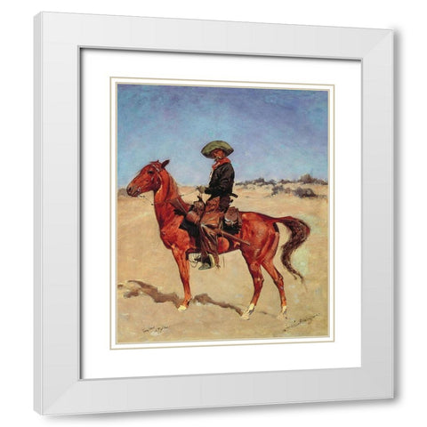 The Puncher White Modern Wood Framed Art Print with Double Matting by Remington, Frederic