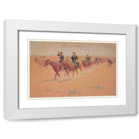 The Quest White Modern Wood Framed Art Print with Double Matting by Remington, Frederic