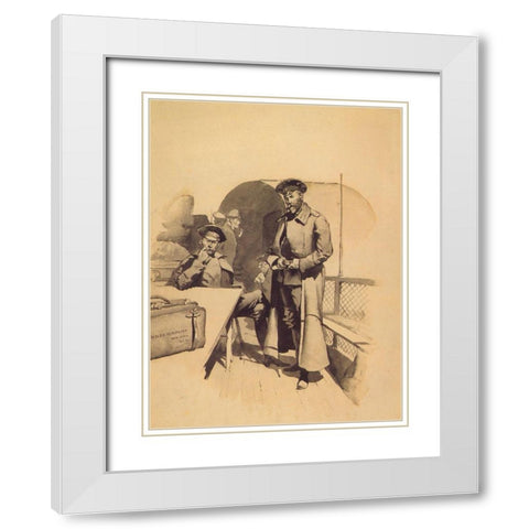 Two Officers are Watching You White Modern Wood Framed Art Print with Double Matting by Remington, Frederic