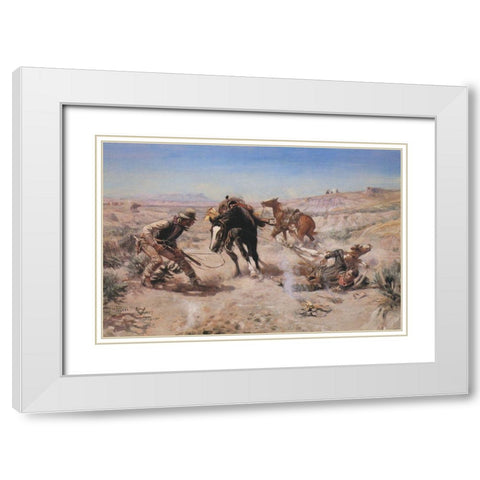 The Cinch Ring White Modern Wood Framed Art Print with Double Matting by Russell, Charles Marion