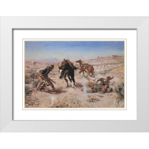 The Cinch Ring White Modern Wood Framed Art Print with Double Matting by Russell, Charles Marion