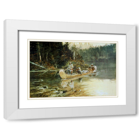 On The Flathead White Modern Wood Framed Art Print with Double Matting by Russell, Charles Marion