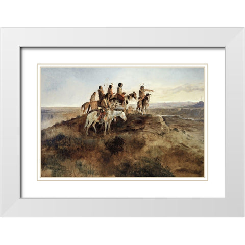 Signal Smoke White Modern Wood Framed Art Print with Double Matting by Russell, Charles Marion
