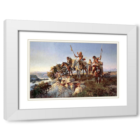 Fireboat White Modern Wood Framed Art Print with Double Matting by Russell, Charles Marion