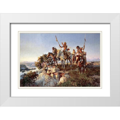 Fireboat White Modern Wood Framed Art Print with Double Matting by Russell, Charles Marion