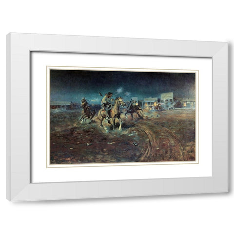 When Guns Speak White Modern Wood Framed Art Print with Double Matting by Russell, Charles Marion