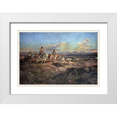 When Guns Were Their Passports White Modern Wood Framed Art Print with Double Matting by Russell, Charles Marion