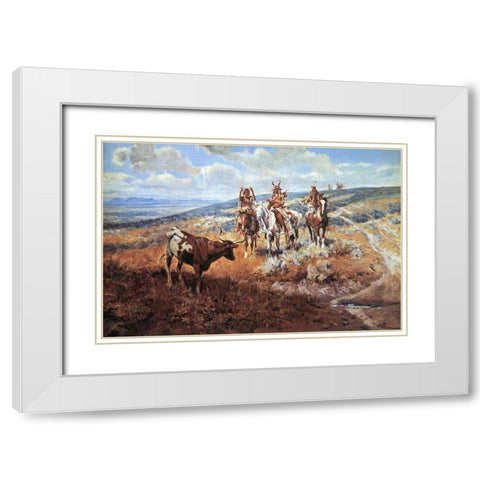 White Mans Buffalo White Modern Wood Framed Art Print with Double Matting by Russell, Charles Marion