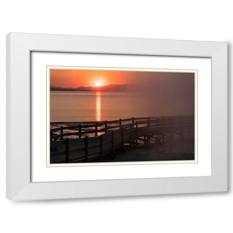 Sunrise at West Thum Geyser Basin, Yellowstone National Park White Modern Wood Framed Art Print with Double Matting by Frank, Jacob W.