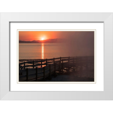 Sunrise at West Thum Geyser Basin, Yellowstone National Park White Modern Wood Framed Art Print with Double Matting by Frank, Jacob W.