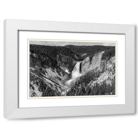 Lower Falls from Lookout Point, Yellowstone National Park White Modern Wood Framed Art Print with Double Matting by The Yellowstone Collection