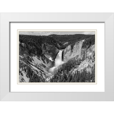 Lower Falls from Lookout Point, Yellowstone National Park White Modern Wood Framed Art Print with Double Matting by The Yellowstone Collection