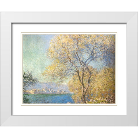 Antibes 1888 White Modern Wood Framed Art Print with Double Matting by Monet, Claude