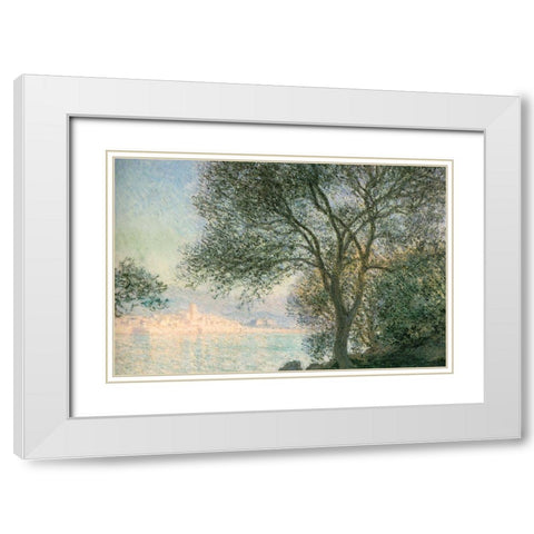 Antibes-view from the Salis 1888 White Modern Wood Framed Art Print with Double Matting by Monet, Claude