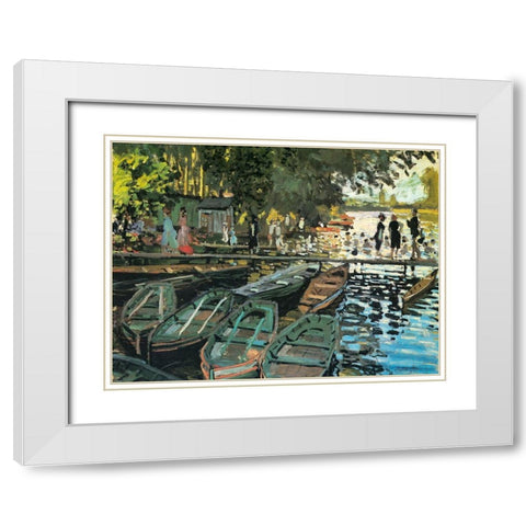 Bathers at the Grenouillere 1869 White Modern Wood Framed Art Print with Double Matting by Monet, Claude