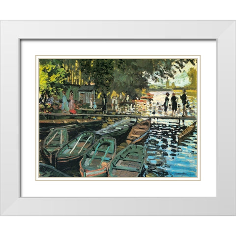 Bathers at the Grenouillere 1869 White Modern Wood Framed Art Print with Double Matting by Monet, Claude
