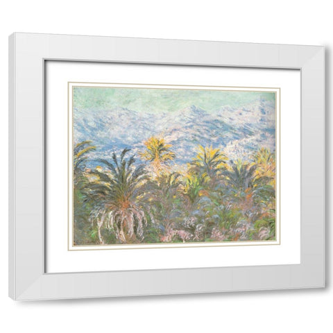 Bordighera I 1884 White Modern Wood Framed Art Print with Double Matting by Monet, Claude