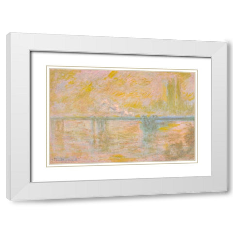 Charing Cross Bridge I 1901 White Modern Wood Framed Art Print with Double Matting by Monet, Claude