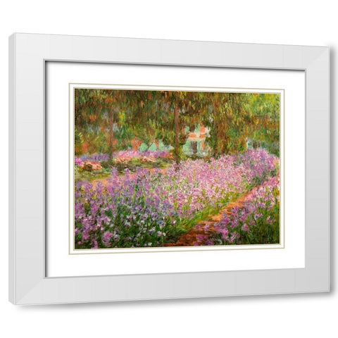 Monets garden at Giverny 1900 White Modern Wood Framed Art Print with Double Matting by Monet, Claude