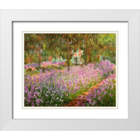 Monets garden at Giverny 1900 White Modern Wood Framed Art Print with Double Matting by Monet, Claude