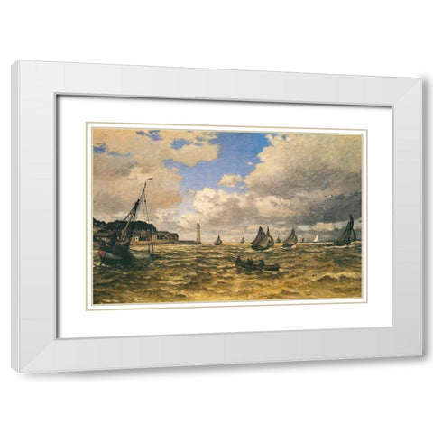 Mouth of the Seine at Honfleur 1865 White Modern Wood Framed Art Print with Double Matting by Monet, Claude