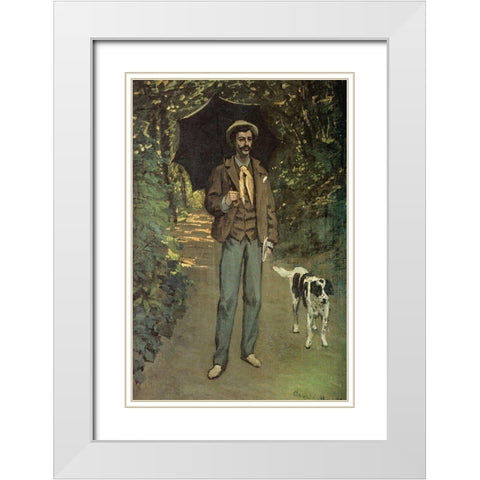 Portrait of a Man 1865 White Modern Wood Framed Art Print with Double Matting by Monet, Claude