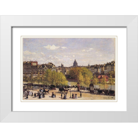 Quai du Louvre 1867 White Modern Wood Framed Art Print with Double Matting by Monet, Claude