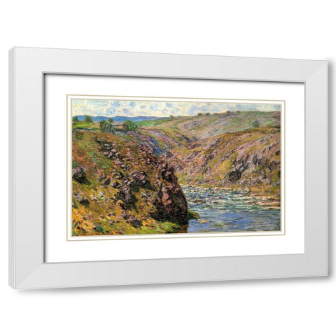 Ravine of the Creuse in sunlight 1889 White Modern Wood Framed Art Print with Double Matting by Monet, Claude