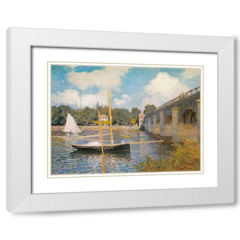 Road-bridge at Argenteuil 1874 White Modern Wood Framed Art Print with Double Matting by Monet, Claude