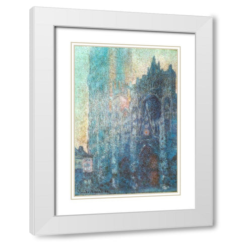 Rouen Cathedral in sunlight 1894 White Modern Wood Framed Art Print with Double Matting by Monet, Claude